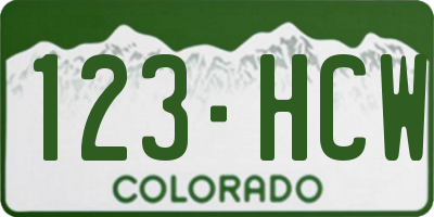 CO license plate 123HCW