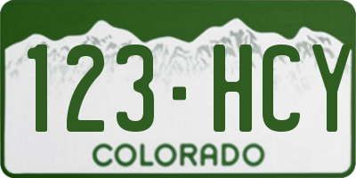 CO license plate 123HCY