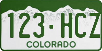 CO license plate 123HCZ