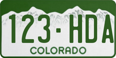 CO license plate 123HDA