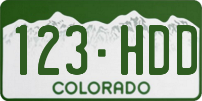 CO license plate 123HDD