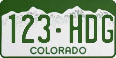 CO license plate 123HDG