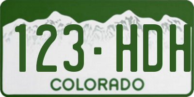 CO license plate 123HDH