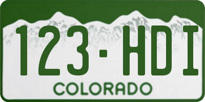CO license plate 123HDI