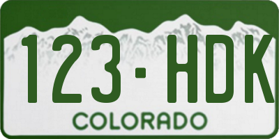 CO license plate 123HDK