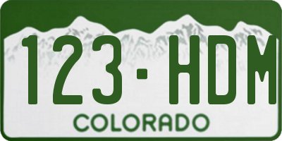 CO license plate 123HDM