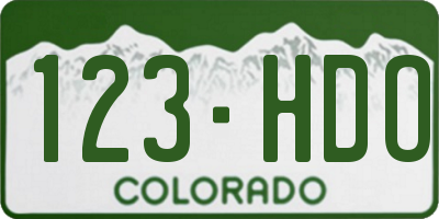 CO license plate 123HDO