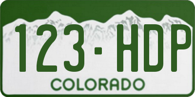 CO license plate 123HDP