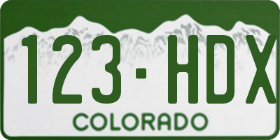 CO license plate 123HDX