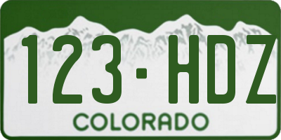 CO license plate 123HDZ