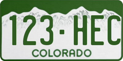 CO license plate 123HEC