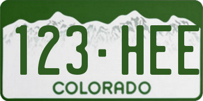 CO license plate 123HEE
