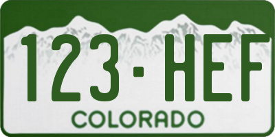 CO license plate 123HEF