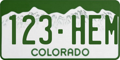 CO license plate 123HEM