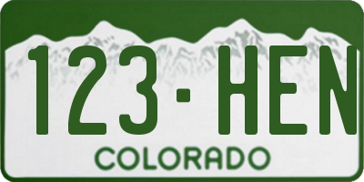 CO license plate 123HEN
