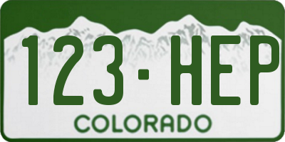 CO license plate 123HEP