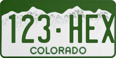 CO license plate 123HEX