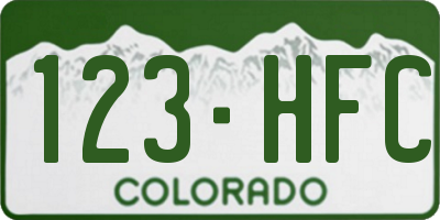 CO license plate 123HFC