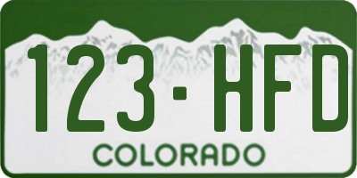 CO license plate 123HFD