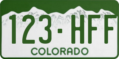 CO license plate 123HFF