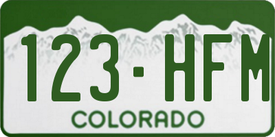 CO license plate 123HFM
