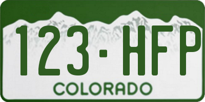 CO license plate 123HFP