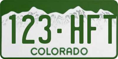 CO license plate 123HFT