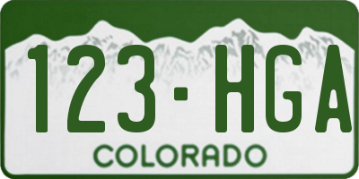 CO license plate 123HGA