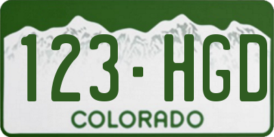 CO license plate 123HGD
