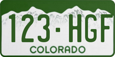 CO license plate 123HGF