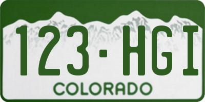 CO license plate 123HGI