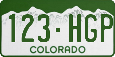 CO license plate 123HGP