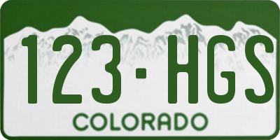CO license plate 123HGS
