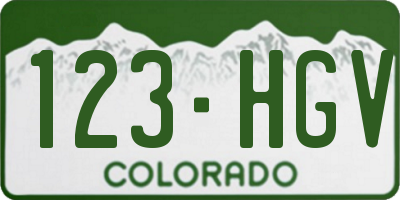 CO license plate 123HGV