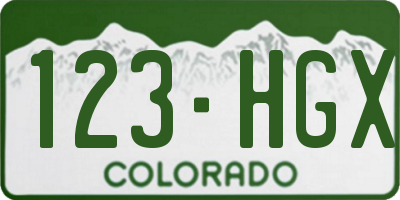 CO license plate 123HGX