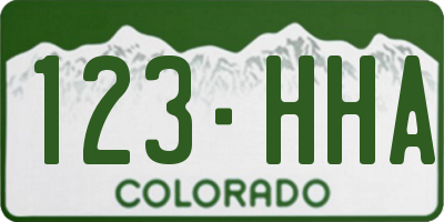 CO license plate 123HHA