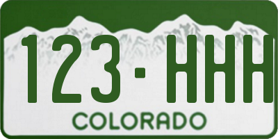 CO license plate 123HHH