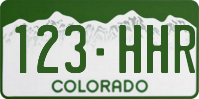 CO license plate 123HHR