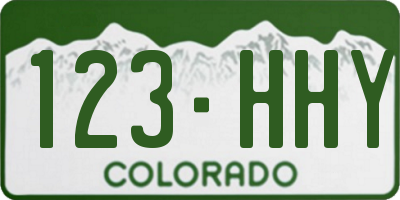 CO license plate 123HHY