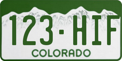 CO license plate 123HIF