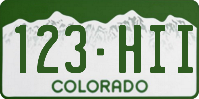 CO license plate 123HII