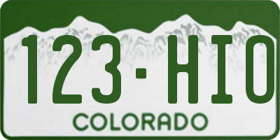 CO license plate 123HIO