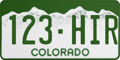 CO license plate 123HIR