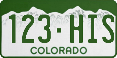 CO license plate 123HIS