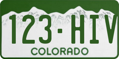 CO license plate 123HIV