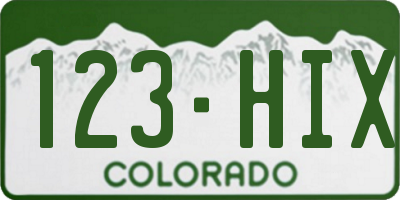 CO license plate 123HIX