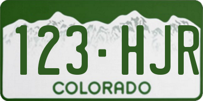 CO license plate 123HJR