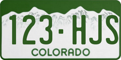 CO license plate 123HJS