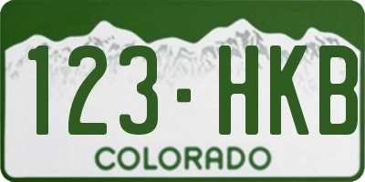 CO license plate 123HKB