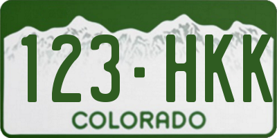 CO license plate 123HKK